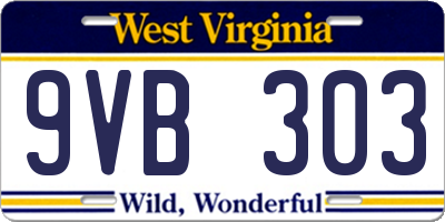 WV license plate 9VB303