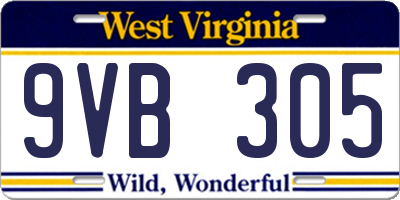 WV license plate 9VB305