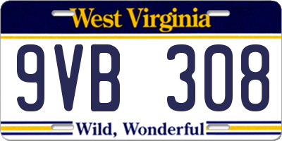 WV license plate 9VB308