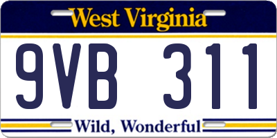 WV license plate 9VB311