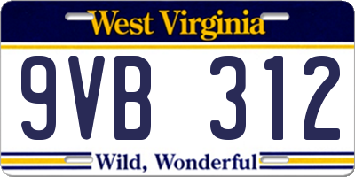 WV license plate 9VB312