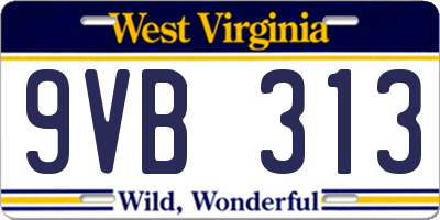 WV license plate 9VB313