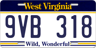 WV license plate 9VB318