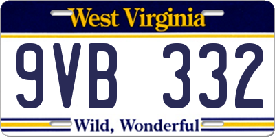 WV license plate 9VB332