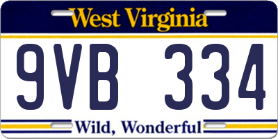 WV license plate 9VB334