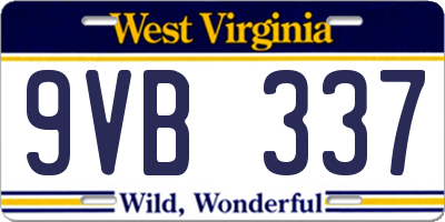 WV license plate 9VB337