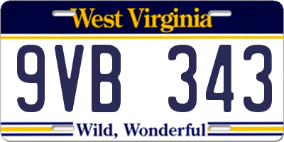 WV license plate 9VB343