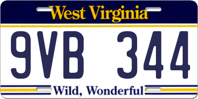 WV license plate 9VB344