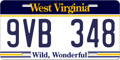 WV license plate 9VB348