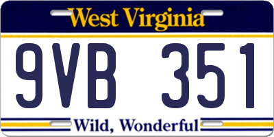 WV license plate 9VB351