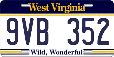 WV license plate 9VB352