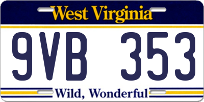 WV license plate 9VB353