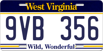 WV license plate 9VB356
