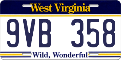 WV license plate 9VB358