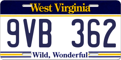 WV license plate 9VB362