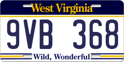 WV license plate 9VB368