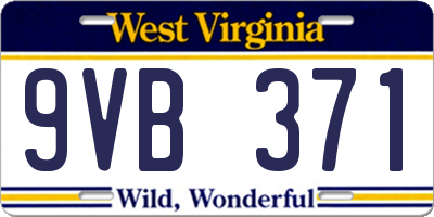 WV license plate 9VB371