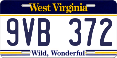 WV license plate 9VB372