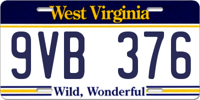 WV license plate 9VB376