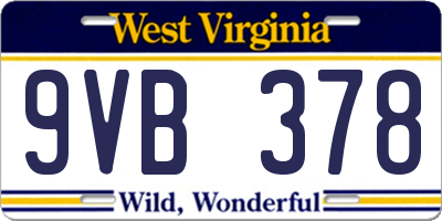 WV license plate 9VB378