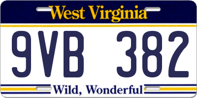 WV license plate 9VB382