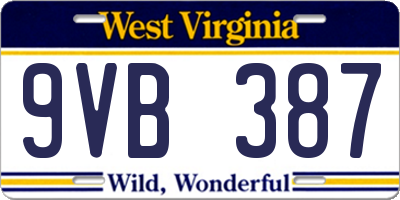 WV license plate 9VB387