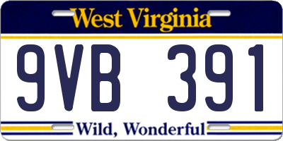 WV license plate 9VB391