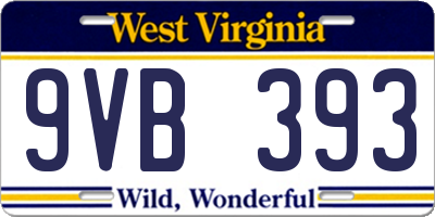 WV license plate 9VB393
