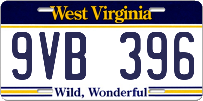 WV license plate 9VB396