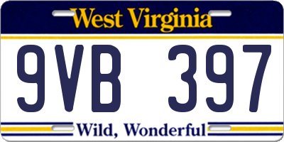 WV license plate 9VB397