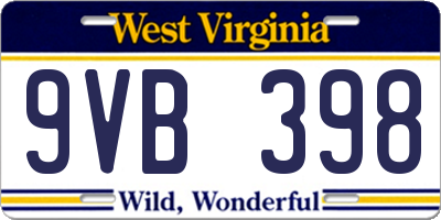 WV license plate 9VB398