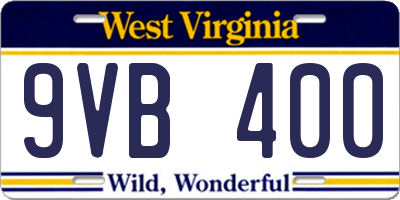 WV license plate 9VB400