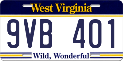 WV license plate 9VB401