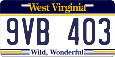 WV license plate 9VB403