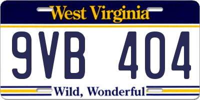 WV license plate 9VB404