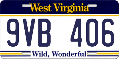 WV license plate 9VB406