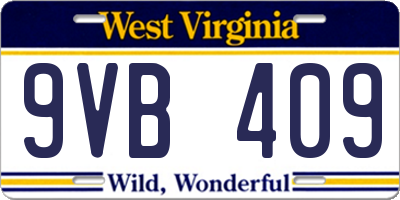 WV license plate 9VB409