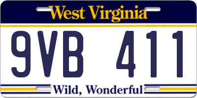 WV license plate 9VB411