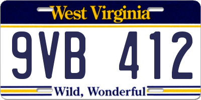 WV license plate 9VB412