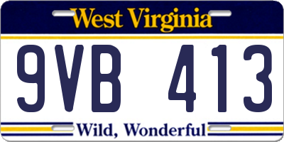 WV license plate 9VB413