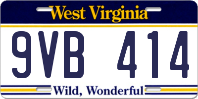 WV license plate 9VB414
