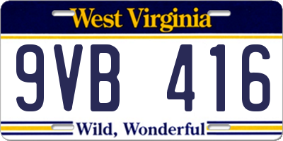 WV license plate 9VB416