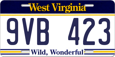 WV license plate 9VB423