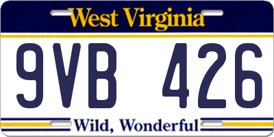 WV license plate 9VB426