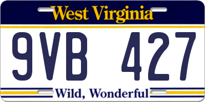 WV license plate 9VB427