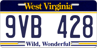WV license plate 9VB428