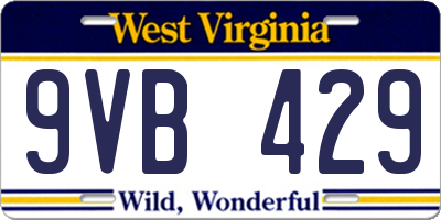 WV license plate 9VB429