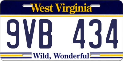 WV license plate 9VB434