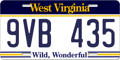 WV license plate 9VB435