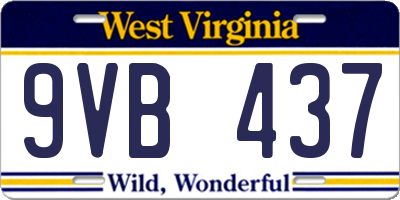 WV license plate 9VB437